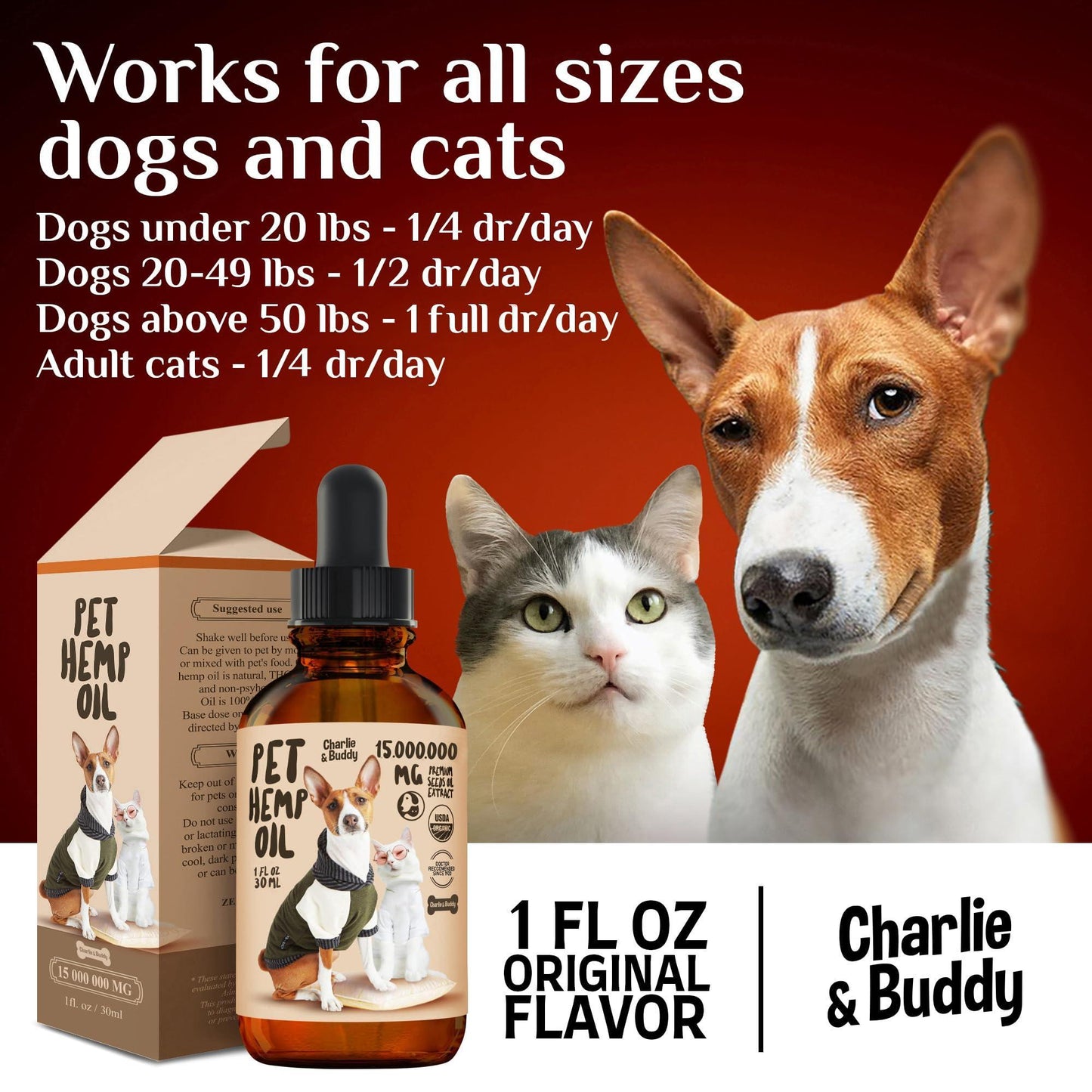 Charlie Buddy H–µmp Oil for Dogs Cats Hi—Ä and J–æint Supp–ært and