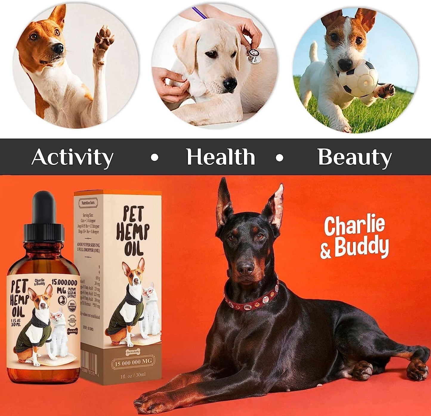 Charlie Buddy H–µmp Oil for Dogs Cats Hi—Ä and J–æint Supp–ært and